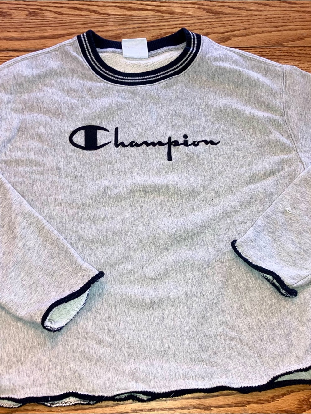 Champion Heather Gray Sweatshirt with Black Trim